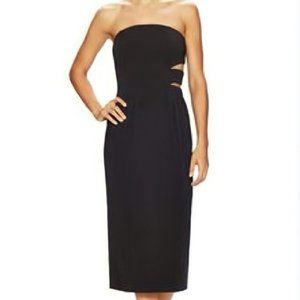 JAYGODFREY Strapless Cut Out Midi Sheath Dress 6